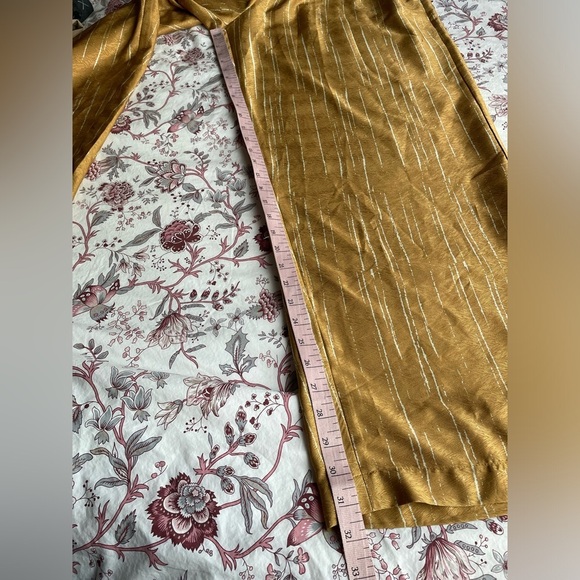 Diarrablu Leer High Rise Pull On Satin Palazzo Wide Leg Pants Gold Large Boho - Picture 7 of 10